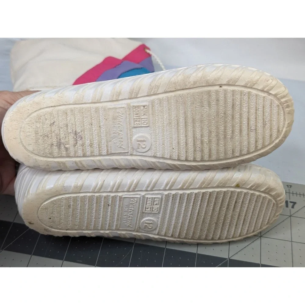 Waterproof White Rain Snow‎ Boots Kids Sz 12 Made in USA